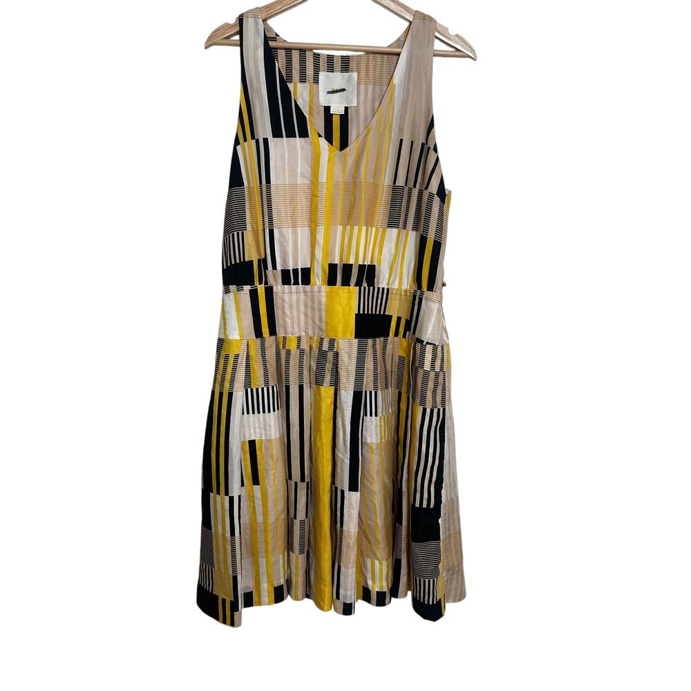 Maeve Anthropologie Otta Dress 10 Silk Blend Pattern Pleated Midi Wedding Guest - Picture 7 of 10